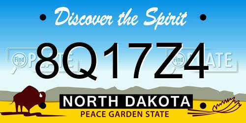 8Q17Z4 North Dakota License Plate