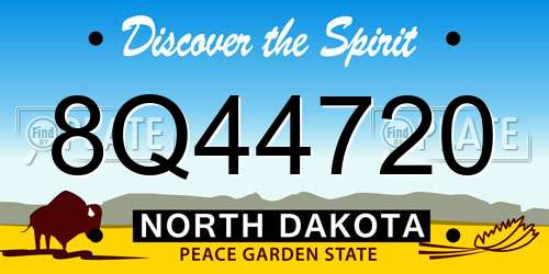 8Q44720 North Dakota License Plate
