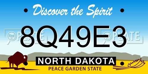 8Q49E3 North Dakota License Plate