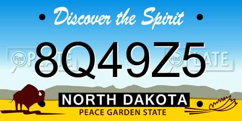 8Q49Z5 North Dakota License Plate