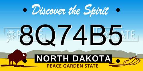 8Q74B5 North Dakota License Plate