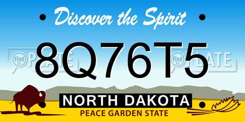 8Q76T5 North Dakota License Plate