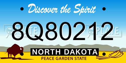8Q80212 North Dakota License Plate