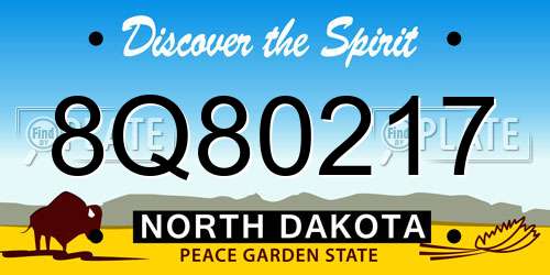 8Q80217 North Dakota License Plate
