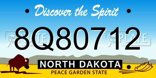8Q80712 North Dakota License Plate