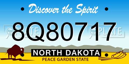 8Q80717 North Dakota License Plate