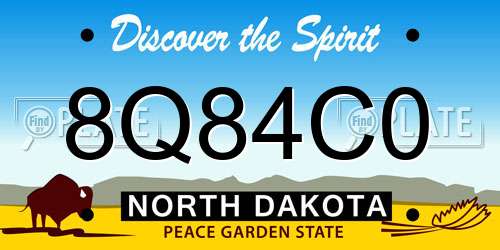 8Q84C0 North Dakota License Plate