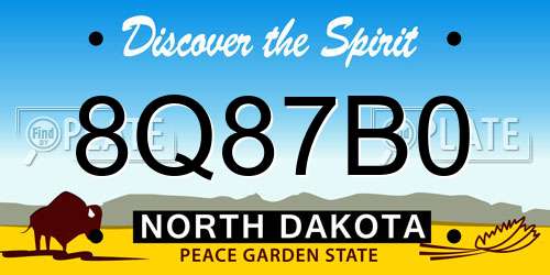 8Q87B0 North Dakota License Plate