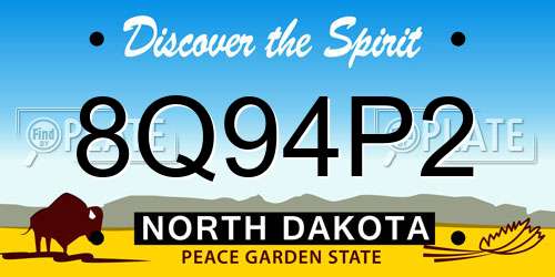 8Q94P2 North Dakota License Plate