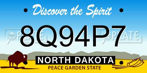 8Q94P7 North Dakota License Plate
