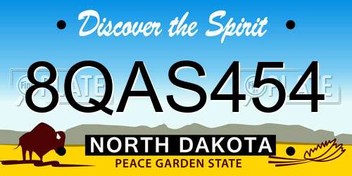8QAS454 North Dakota License Plate