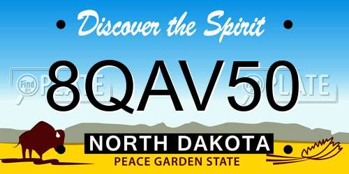 8QAV50 North Dakota License Plate