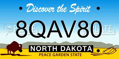 8QAV80 North Dakota License Plate