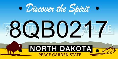 8QB0217 North Dakota License Plate