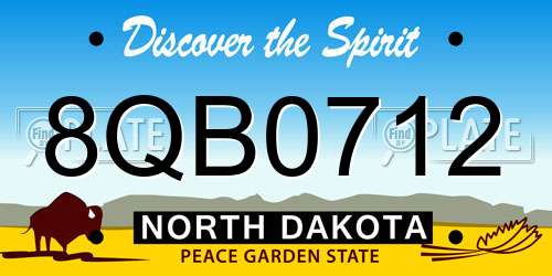 8QB0712 North Dakota License Plate