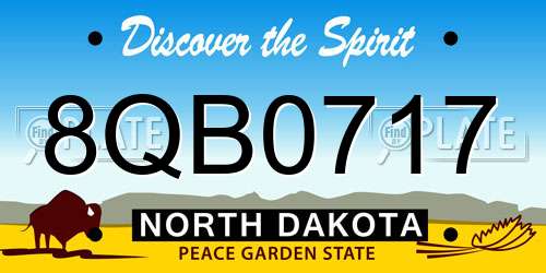 8QB0717 North Dakota License Plate