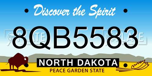 8QB5583 North Dakota License Plate