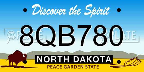 8QB780 North Dakota License Plate