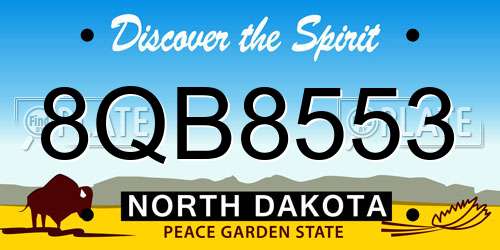 8QB8553 North Dakota License Plate