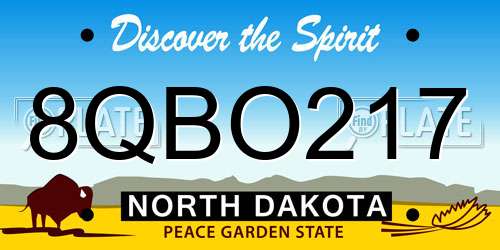8QBO217 North Dakota License Plate