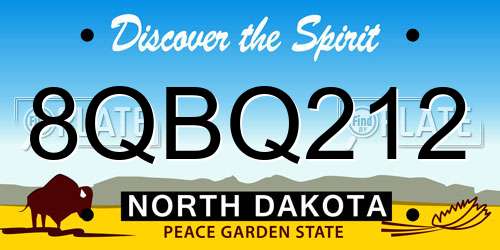 8QBQ212 North Dakota License Plate