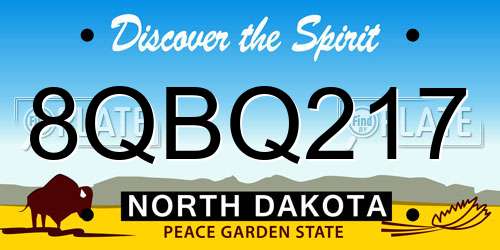 8QBQ217 North Dakota License Plate