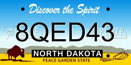 8QED43 North Dakota License Plate
