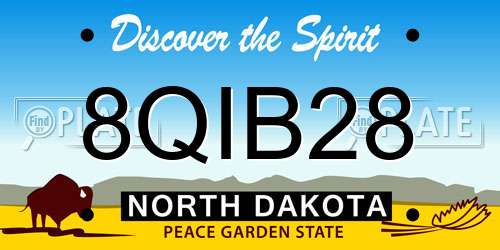 8QIB28 North Dakota License Plate
