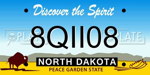 8QII08 North Dakota License Plate