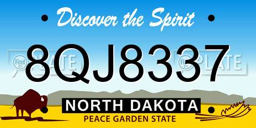 8QJ8337 North Dakota License Plate