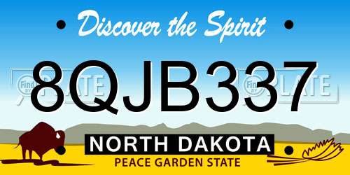 8QJB337 North Dakota License Plate