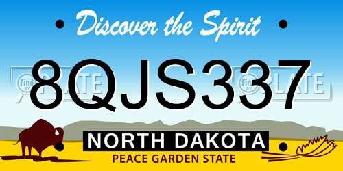 8QJS337 North Dakota License Plate