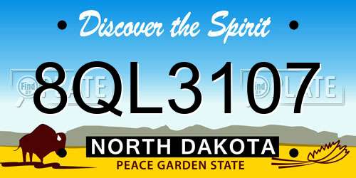 8QL3107 North Dakota License Plate