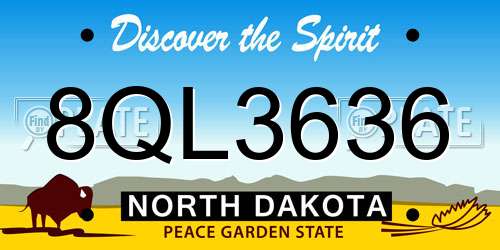 8QL3636 North Dakota License Plate