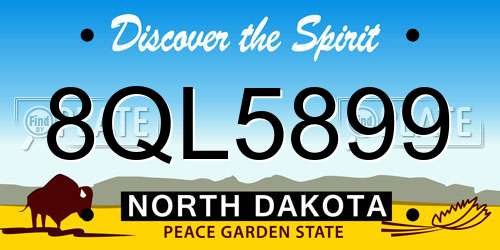8QL5899 North Dakota License Plate