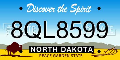 8QL8599 North Dakota License Plate