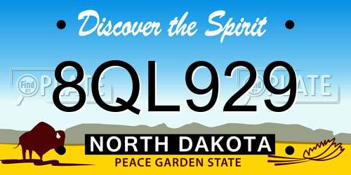 8QL929 North Dakota License Plate