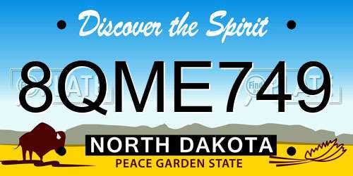 8QME749 North Dakota License Plate