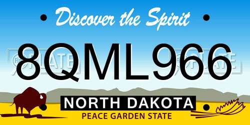 8QML966 North Dakota License Plate