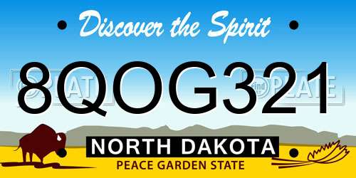8QOG321 North Dakota License Plate