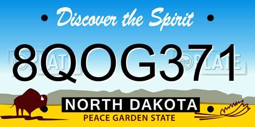8QOG371 North Dakota License Plate