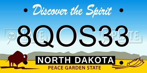 8QOS33 North Dakota License Plate