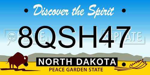 8QSH47 North Dakota License Plate