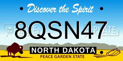 8QSN47 North Dakota License Plate