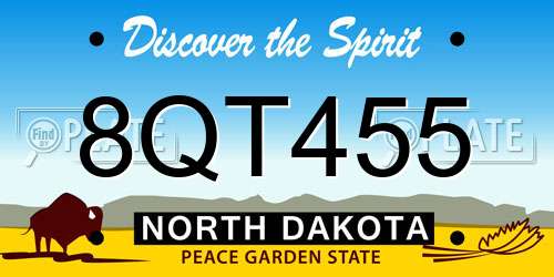 8QT455 North Dakota License Plate