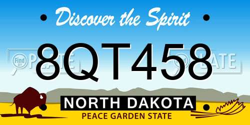 8QT458 North Dakota License Plate