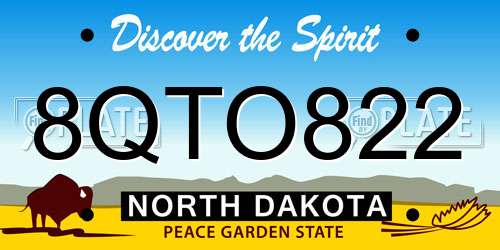 8QTO822 North Dakota License Plate