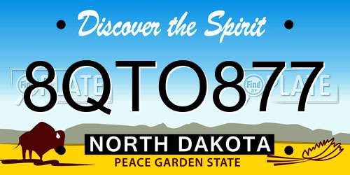 8QTO877 North Dakota License Plate