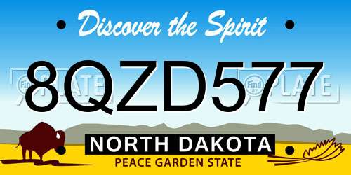 8QZD577 North Dakota License Plate