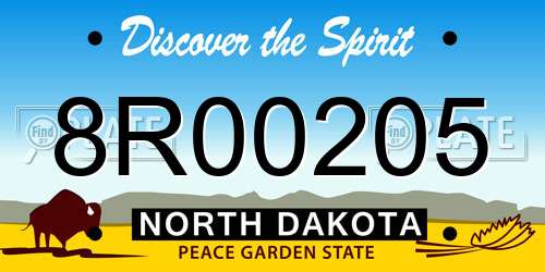 8R00205 North Dakota License Plate